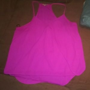 Lily white fuschia hi low blouse size large